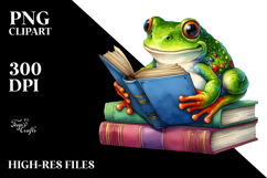 Simple Frog Reading a Book PNG Product Image 2