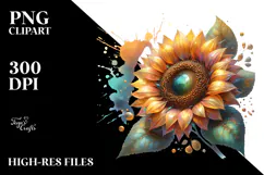 Sunflower with Metallic Accents PNG Product Image 2