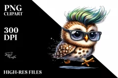 Expressive Baby Owl with Cool Haircut PNG Product Image 3