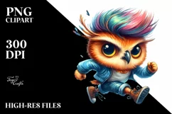 Cute Baby Owl Running PNG Product Image 1