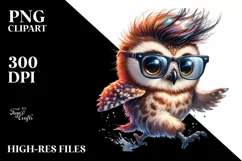 Expressive Baby Owl with Cool Haircut PNG Product Image 3