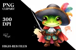 Colorful Frog in Musketeer Suit PNG Product Image 3