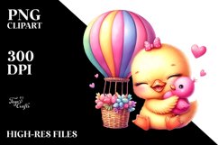 Cute Baby Duck Cuddling Hot Air Balloon PNG Product Image 2