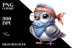 Watercolor Funny Dove Standing Bandana Fancy es Sublimation Product Image 2