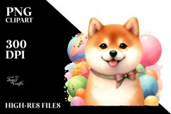 Colorful Shiba Inu | Watercolor Style | Clipart Product Image 1
