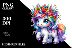 Cute Baby Unicorn with Cool Haircut PNG Product Image 2