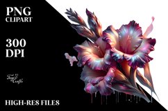 Glossy Gladiolus Watercolor Splash | Sublimation | Clipart Product Image 3