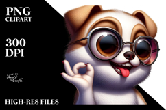 Cute Dog with Oversized Sunglasses PNG Product Image 2