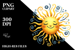 Simple Smiling Sun with Clouds, High-Res PNG Product Image 2