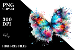 Colorful Butterfly Half Splashes PNG Product Image 2