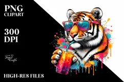 Colorful Tiger Straw Drink | Sublimation | Clipart Product Image 3