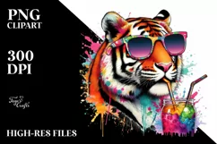 Colorful Tiger Straw Drink | Sublimation | Clipart Product Image 1