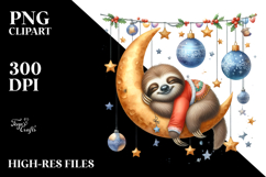 Vibrant Baby Sloth Sleeping on the Moon Product Image 2