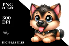 Happy German Shepherd Cartoon, High-Quality PNG Product Image 2