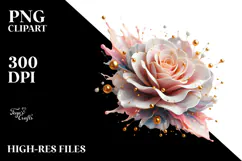 Red Rose with Golden Insertions PNG Product Image 2