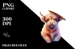 Colorful Baby Highland Cow Provencal Town PNG Product Image 3