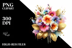 Colorful Primrose Splash Bouquet | Sublimation | Clipart Product Image 1
