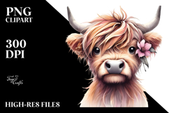 Funny Highland Cow with Cool Hair, High-Res PNG Product Image 2