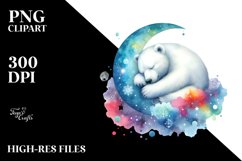Colorful Polar Bear on Moon Sticker Clipart Product Image 3