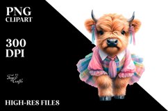 Colorful Baby Highland Cow Foxtrot PNG Product Image 3