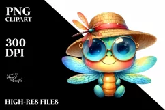 Colorful Watercolor Cute Baby Dragonfly, Sun es Product Image 3