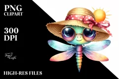Colorful Watercolor Cute Baby Dragonfly, Sun es Product Image 3
