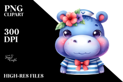 Vibrant Cute Hippo Sailor Suit Product Image 2