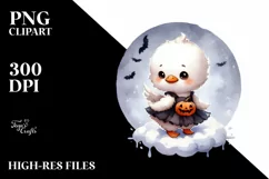 Washed Watercolor Halloween Swan PNG Product Image 3
