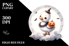 Washed Watercolor Halloween Swan PNG Product Image 2