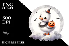 Washed Watercolor Halloween Swan PNG Product Image 2