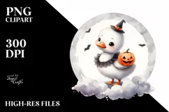Washed Watercolor Halloween Swan PNG Product Image 1