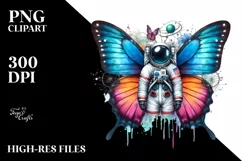 Colorful Butterfly with Astronaut Helmet | Splash Clipart Product Image 1