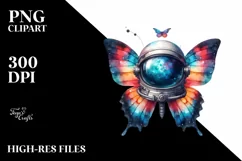 Colorful Butterfly Astronaut Helmet | Sublimation | Clipart Product Image 3