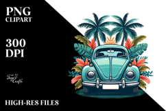 Retro Tree Beetle Car PNG Product Image 2