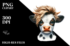 Funny Baby Cow with Cool Hair, High-Res PNG Product Image 2