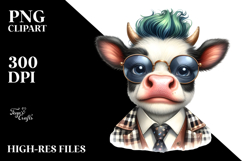 Funny Baby Cow with Cool Hair, Transparent PNG Product Image 2