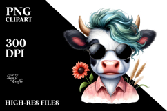 Funny Baby Cow with Cool Hair, High-Res PNG Product Image 2