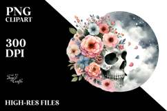 Modern Skull Flowers PNG Product Image 2