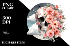 Modern Skull Flowers PNG Product Image 2