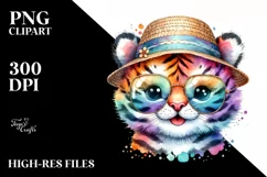 Colorful Baby Tiger with Sun es | Sublimation | Clipart Product Image 3