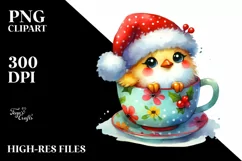 Cute Whimsical Chicken with Santa Hat PNG Product Image 2