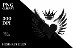 Heart with Wings and Crown, Transparent PNG Product Image 2