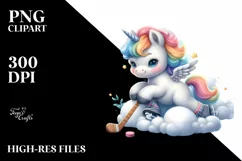 Cute Baby Unicorn Playing Hockey Product Image 1