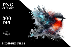 Grungy Bird with Clouds PNG Product Image 2