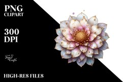 Detailed Glossy Dahlia, Round Watercolor Splash Clipart Product Image 1