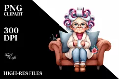 Watercolor Lady Couch | Sublimation | Clipart Product Image 1