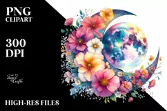 Vibrant Flowers and Stars PNG Product Image 1