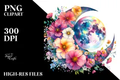 Vibrant Flowers and Stars PNG Product Image 2