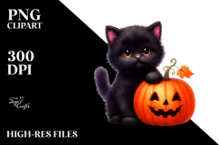 Cute Baby Black Cat Halloween PNG Product Image 2