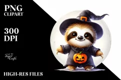Digital Painting Halloween Sloth PNG Product Image 1